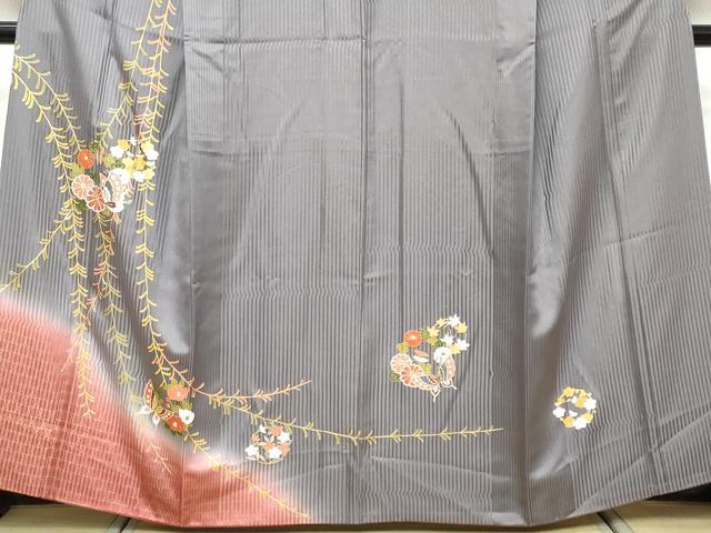平和屋着物●訪問着 花蝶文 暈し染め 金彩 正絹 逸品 DABI9977ud