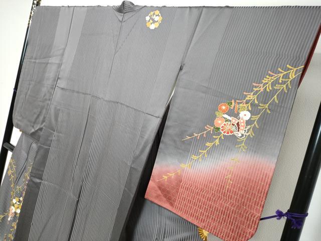 平和屋着物●訪問着 花蝶文 暈し染め 金彩 正絹 逸品 DABI9977ud