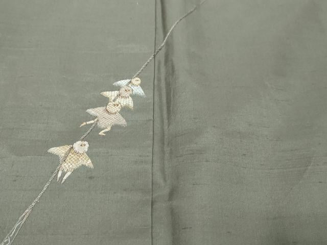 平和屋着物●訪問着 作家物 紬地 総刺繍 人物風景文 正絹 逸品 DABI9981ud
