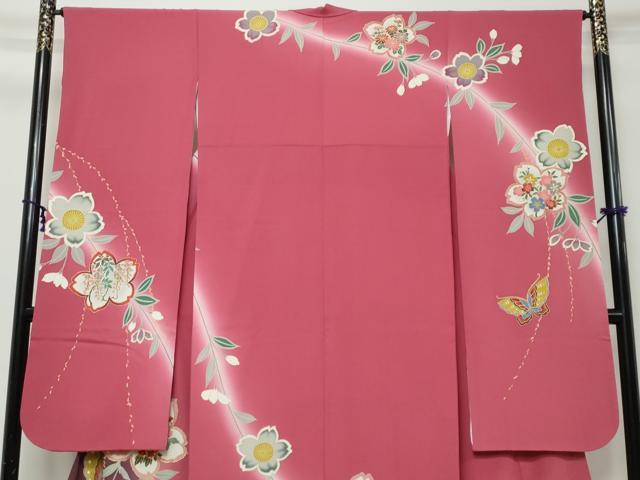 平和屋着物●豪華振袖 駒刺繍 花蝶文 暈し染め 金彩 正絹 逸品 DABI9984ud