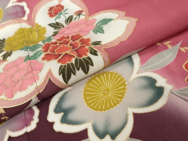 平和屋着物●豪華振袖 駒刺繍 花蝶文 暈し染め 金彩 正絹 逸品 DABI9984ud