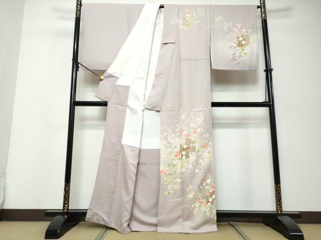 平和屋着物●訪問着 駒刺繍 色紙重ね草花文 暈し染め 金彩 正絹 逸品 DABI9985ud