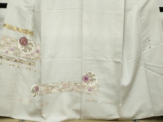 平和屋着物●西陣 京の名門 じゅらく謹製 帝王紫 訪問着 駒刺繍 横段吉祥花文 金彩 正絹 逸品 DABI9986ud