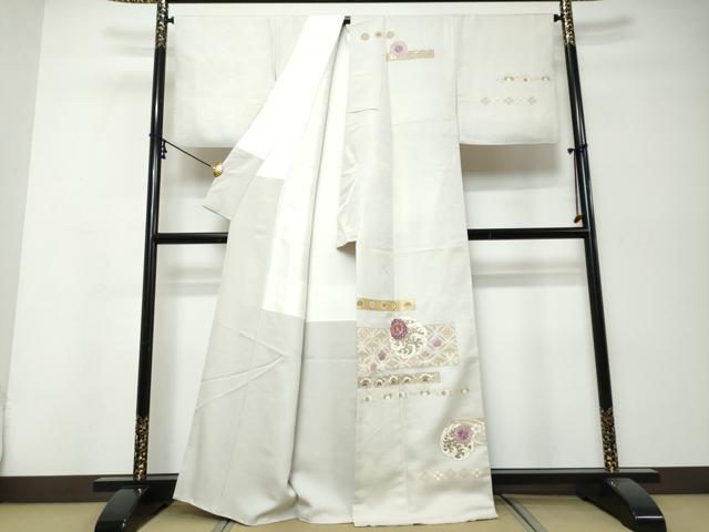 平和屋着物●西陣 京の名門 じゅらく謹製 帝王紫 訪問着 駒刺繍 横段吉祥花文 金彩 正絹 逸品 DABI9986ud
