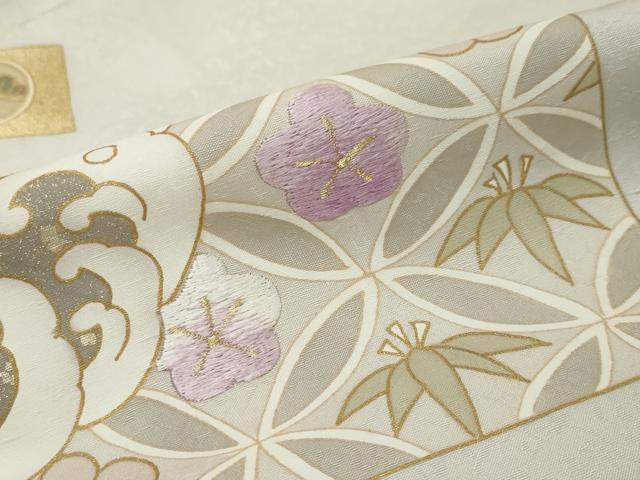 平和屋着物●西陣 京の名門 じゅらく謹製 帝王紫 訪問着 駒刺繍 横段吉祥花文 金彩 正絹 逸品 DABI9986ud