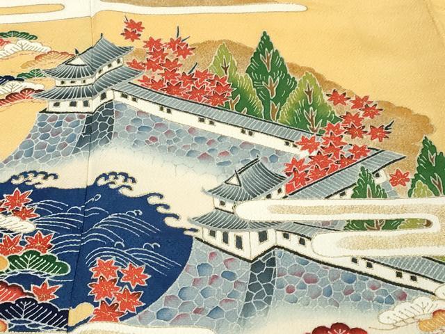 平和屋着物●浦野理一 金彩友禅 訪問着 風景花鳥文 鬼しぼ縮緬 正絹 逸品 DABI9987ud