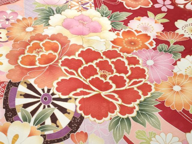 平和屋着物●豪華振袖・長襦袢(袷)セット 駒刺繍 几帳花車文 暈し染め 金彩 正絹 逸品 DABI9999ud