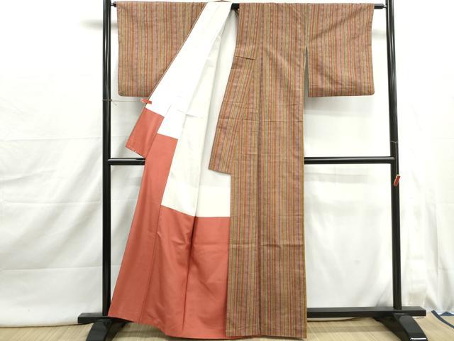 平和屋着物■上質な紬 抽象間道 正絹 逸品 DABJ0006qa