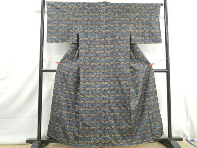 平和屋着物■上質な紬 蜀江花文 正絹 逸品 DABJ0008qa