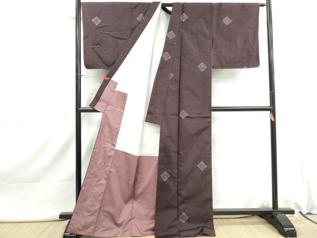 平和屋着物■上質な紬 抽象菱文 正絹 逸品 DABJ0009qa