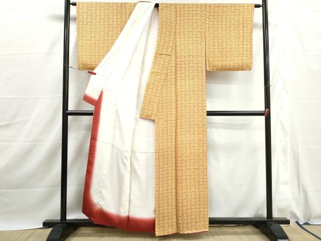 平和屋着物■江戸小紋 笹梅間道 村松正雄 反端付き 正絹 逸品 DABJ0029qa