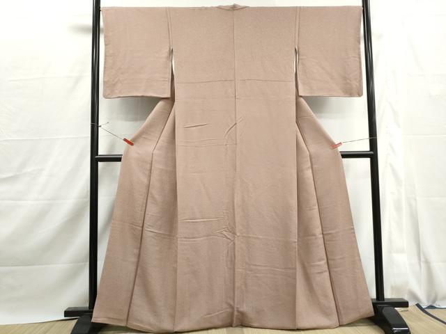 平和屋着物■上質な色無地 花唐草地紋 洗柿色 正絹 逸品 DABJ0034qa