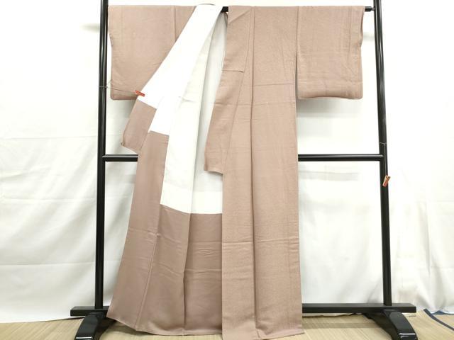 平和屋着物■上質な色無地 花唐草地紋 洗柿色 正絹 逸品 DABJ0034qa
