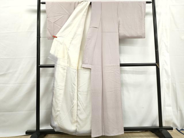 平和屋着物■上質な色無地 花唐草地紋 灰梅色 正絹 逸品 DABJ0035qa