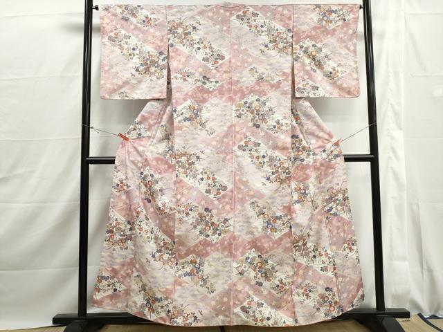 平和屋着物■上質な小紋 花松文 暈し染め 金彩 正絹 逸品 DABJ0037qa