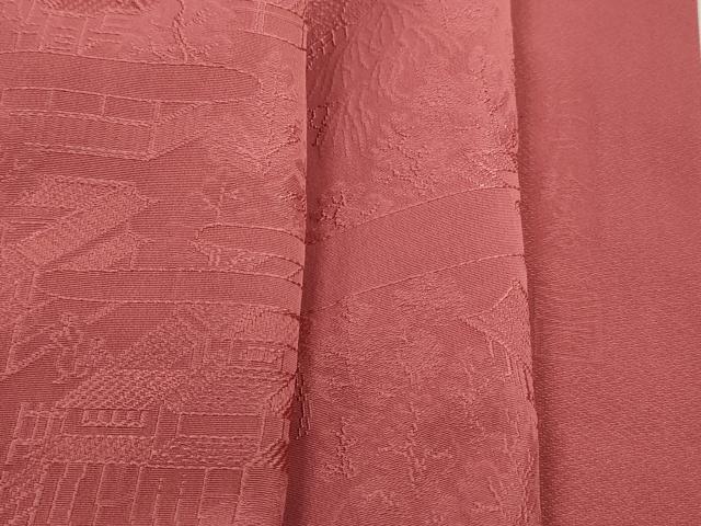 平和屋着物■豪華色留袖 作家物 人物風景花地紋 江戸絵巻 甚三紅色 正絹 逸品 DABJ0044qa