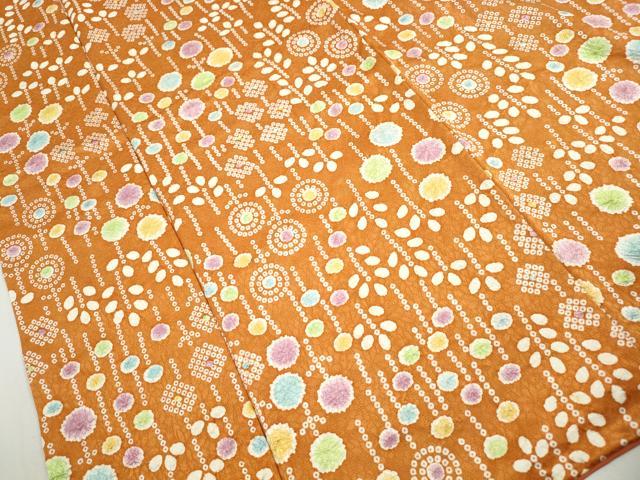 平和屋着物■上質な小紋 絞り 草花文 正絹 逸品 DABJ0046qa