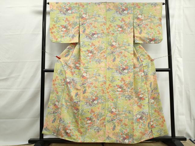平和屋着物■上質な小紋 孔雀花文 金彩 正絹 逸品 DABJ0047qa