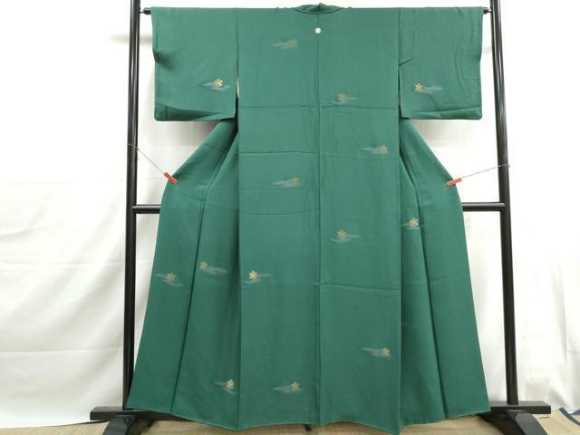 平和屋着物■上質な小紋 寿光織 霞抽象花文 金銀糸 正絹 逸品 DABJ0061qa