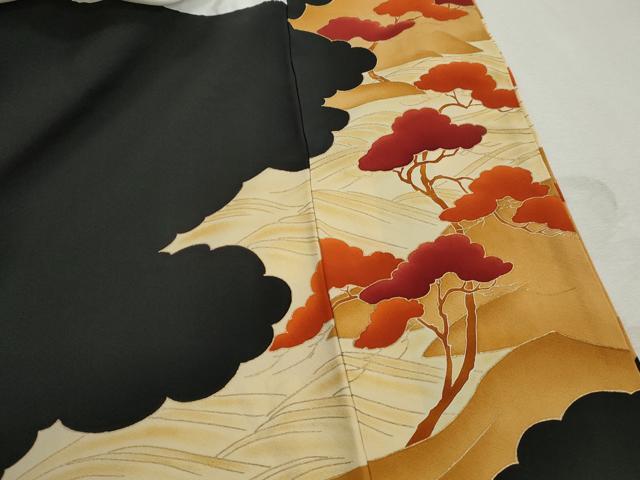 平和屋着物■豪華黒留袖 駒刺繍 人物風景文 金彩 ロング丈 正絹 逸品 DABJ0067qa