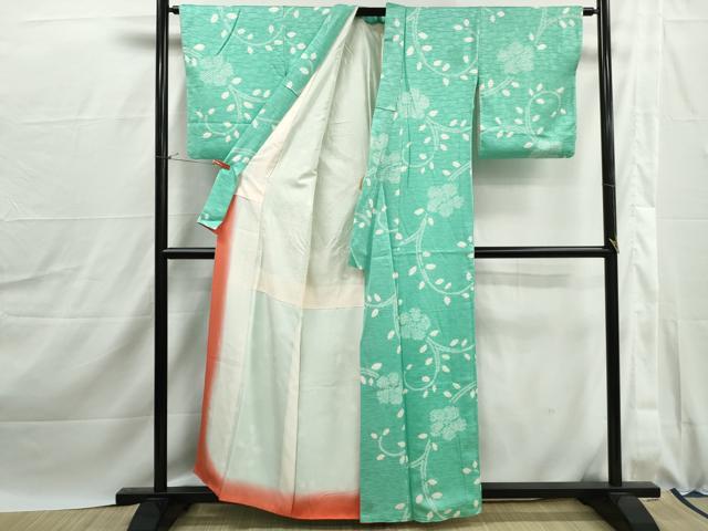 平和屋着物■上質な小紋 総絞り 花唐草文 正絹 逸品 DABJ0081qa