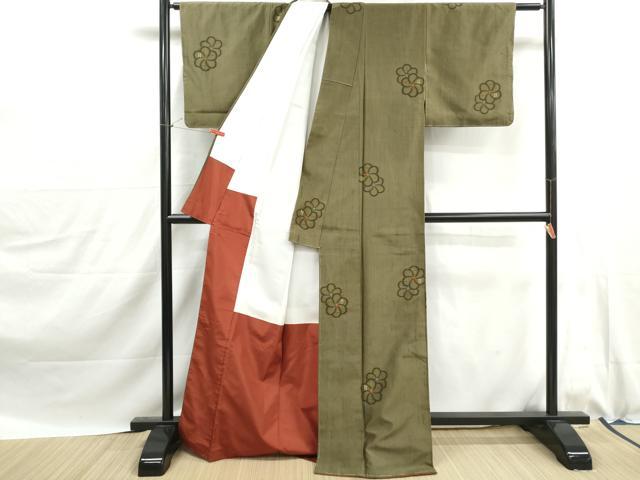 平和屋着物■上質な紬 舞花文 正絹 逸品 DABJ0095qa