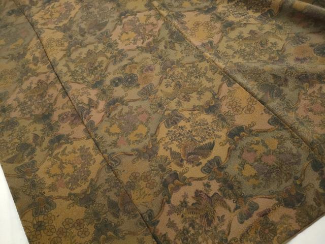 平和屋着物■上質な小紋 花鳥文 更紗 暈し染め 鬼しぼ縮緬 正絹 逸品 DABJ0145qa