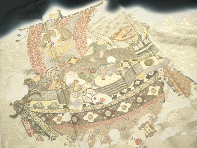 平和屋着物■豪華黒留袖 寿光織 作家物 吉祥宝船 暈し染め 金彩 正絹 逸品 DABJ0164qa