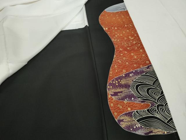 平和屋着物■豪華黒留袖 立波群鶴文 金銀彩 正絹 逸品 DABJ0172qa