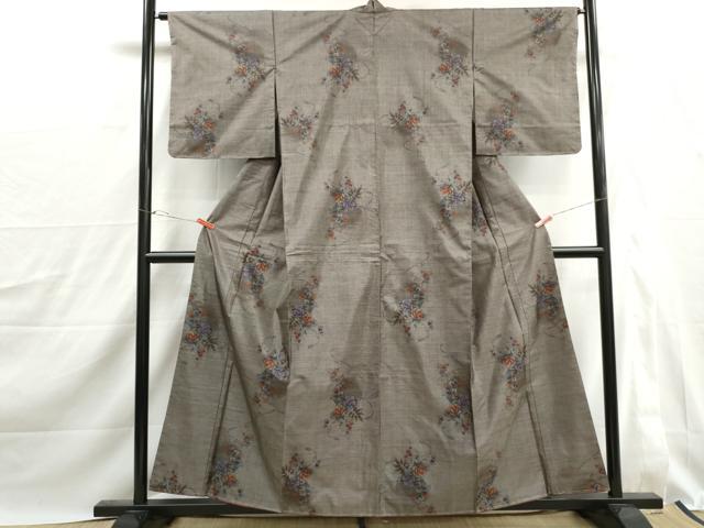 平和屋着物■本場大島紬 9マルキ 草花文 正絹 逸品 DABJ0183qa
