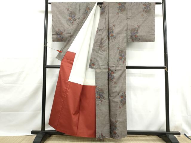 平和屋着物■本場大島紬 9マルキ 草花文 正絹 逸品 DABJ0183qa