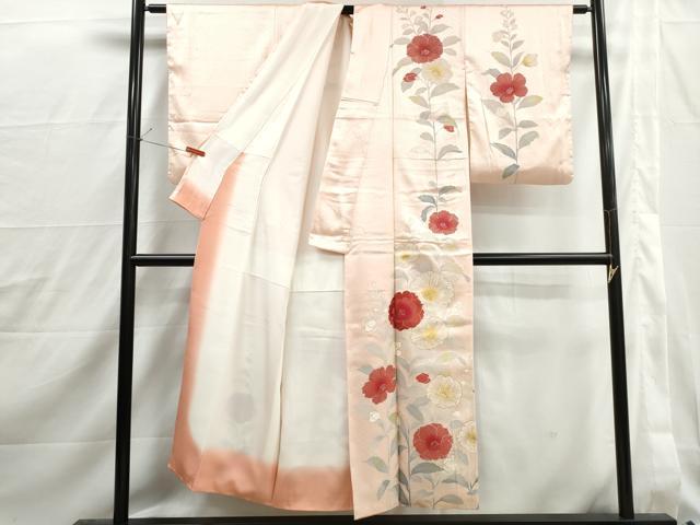 平和屋着物■訪問着 刺繍 草花文 暈し染め 金彩 正絹 逸品 DABJ0185qa