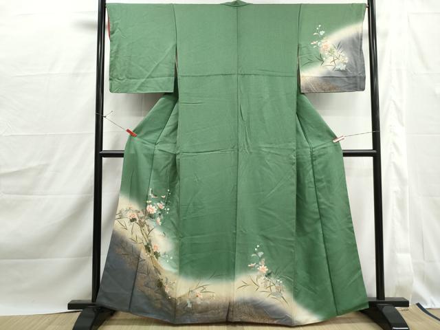 平和屋着物■訪問着 花蝶文 暈し染め 金銀彩 正絹 逸品 DABJ0195qa