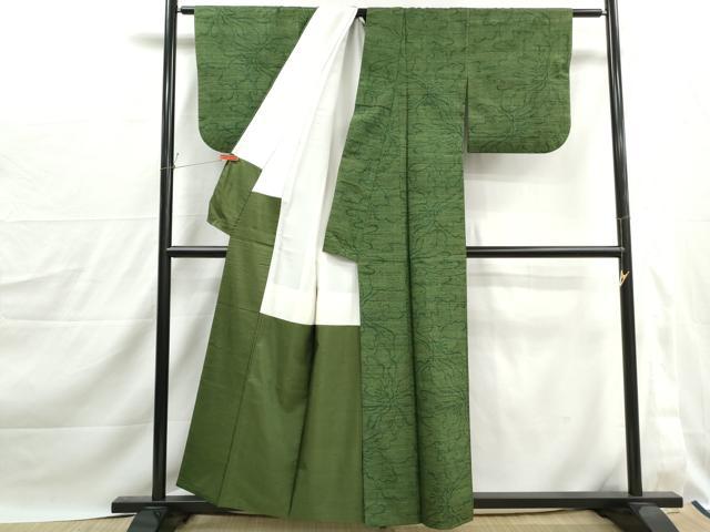 平和屋着物■上質な紬 更紗花文 正絹 逸品 DABJ0208qa