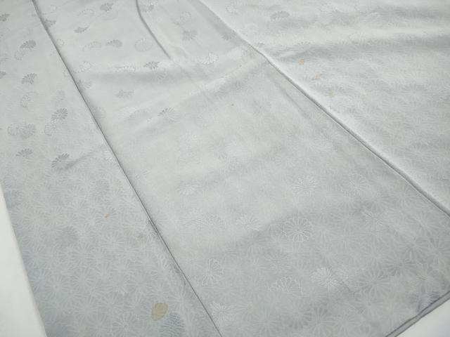 平和屋着物■上質な色無地 菊尽くし地紋 薄雲鼠色 正絹 逸品 DABJ0219qa