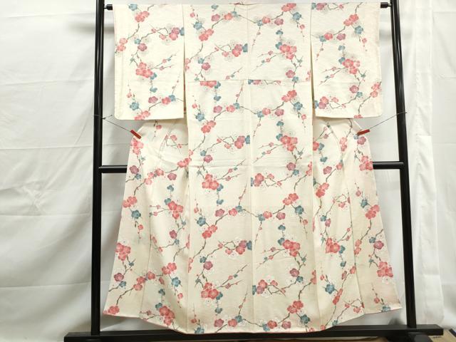 平和屋着物■上質な小紋 枝梅文 正絹 逸品 DABJ0230qa
