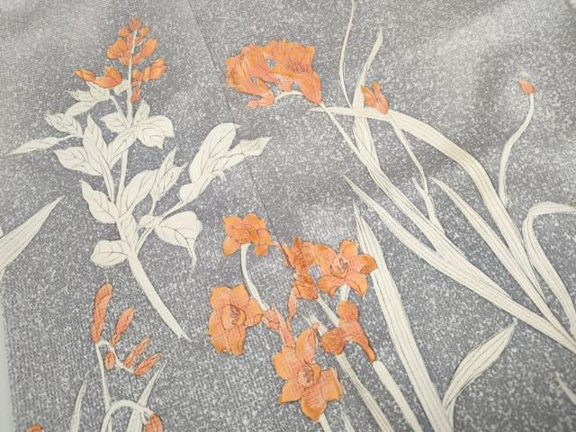 平和屋着物■訪問着 刺繍 草花文 暈し染め 正絹 逸品 DABJ0231qa