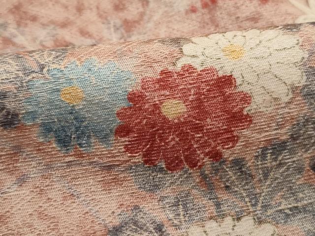 平和屋着物■上質な小紋 草花文 お召縮緬 正絹 逸品 DABJ0248qa