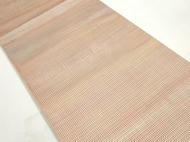 平和屋着物◎六通柄 本袋帯 格子文 七彩錦 正絹 逸品 DABJ0295qa