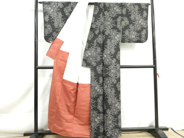 平和屋着物■本場大島紬 9マルキ 草花文 正絹 逸品 DABJ0333qa