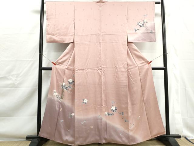平和屋着物■訪問着 草花文 椿 暈し染め 正絹 逸品 DABJ0337qa