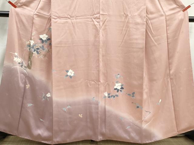平和屋着物■訪問着 草花文 椿 暈し染め 正絹 逸品 DABJ0337qa
