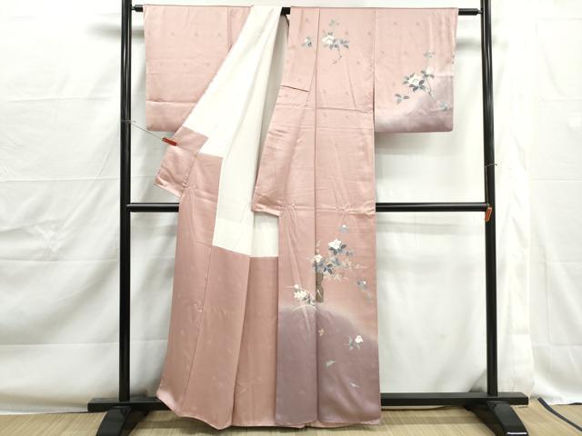 平和屋着物■訪問着 草花文 椿 暈し染め 正絹 逸品 DABJ0337qa