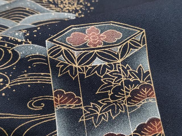 平和屋着物■訪問着 立波貝桶花文 金彩 正絹 逸品 DABJ0338qa