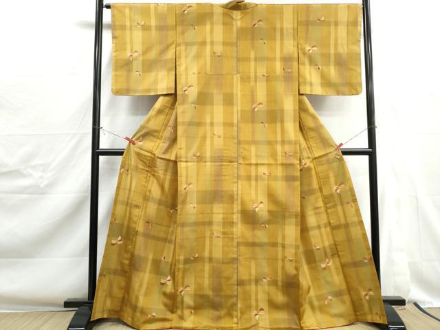 平和屋着物■上質な紬 舞蝶文 正絹 逸品 DABJ0361qa