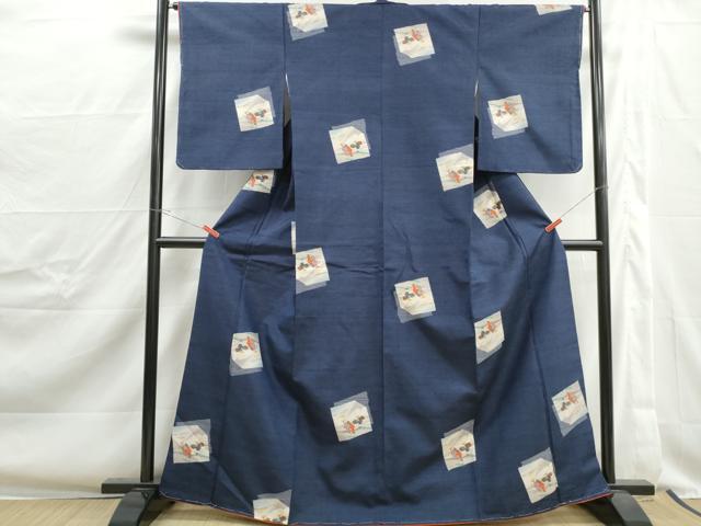 平和屋着物■上質な紬 色紙重ね人物文 正絹 逸品 DABJ0366qa