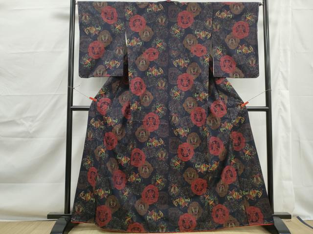 平和屋着物■上質な紬 抽象花文 正絹 逸品 DABJ0368qa