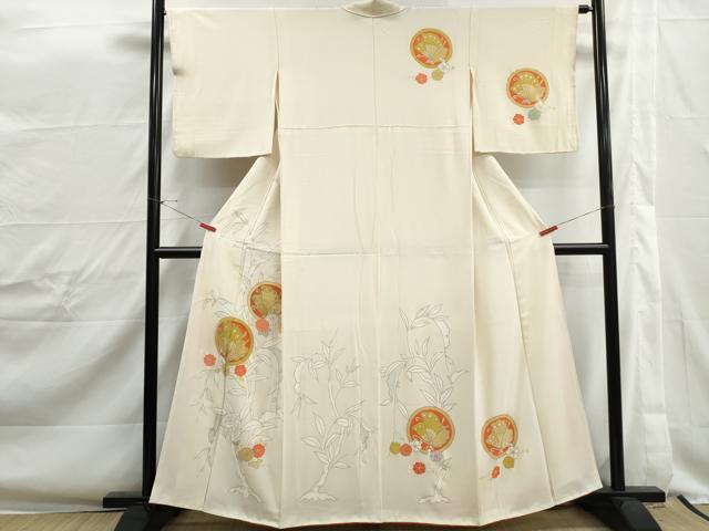 平和屋着物■訪問着 駒刺繍 花蝶丸文 金彩 正絹 逸品 DABJ0369qa