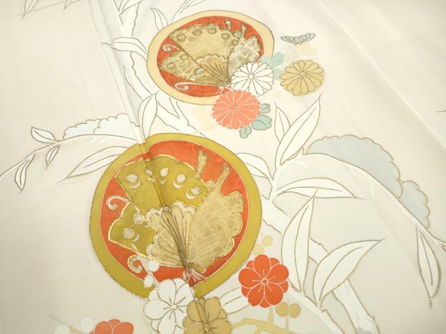 平和屋着物■訪問着 駒刺繍 花蝶丸文 金彩 正絹 逸品 DABJ0369qa