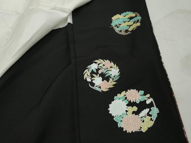 平和屋着物■豪華黒留袖 御所車花文 金銀彩 正絹 逸品 DABJ0379yqa